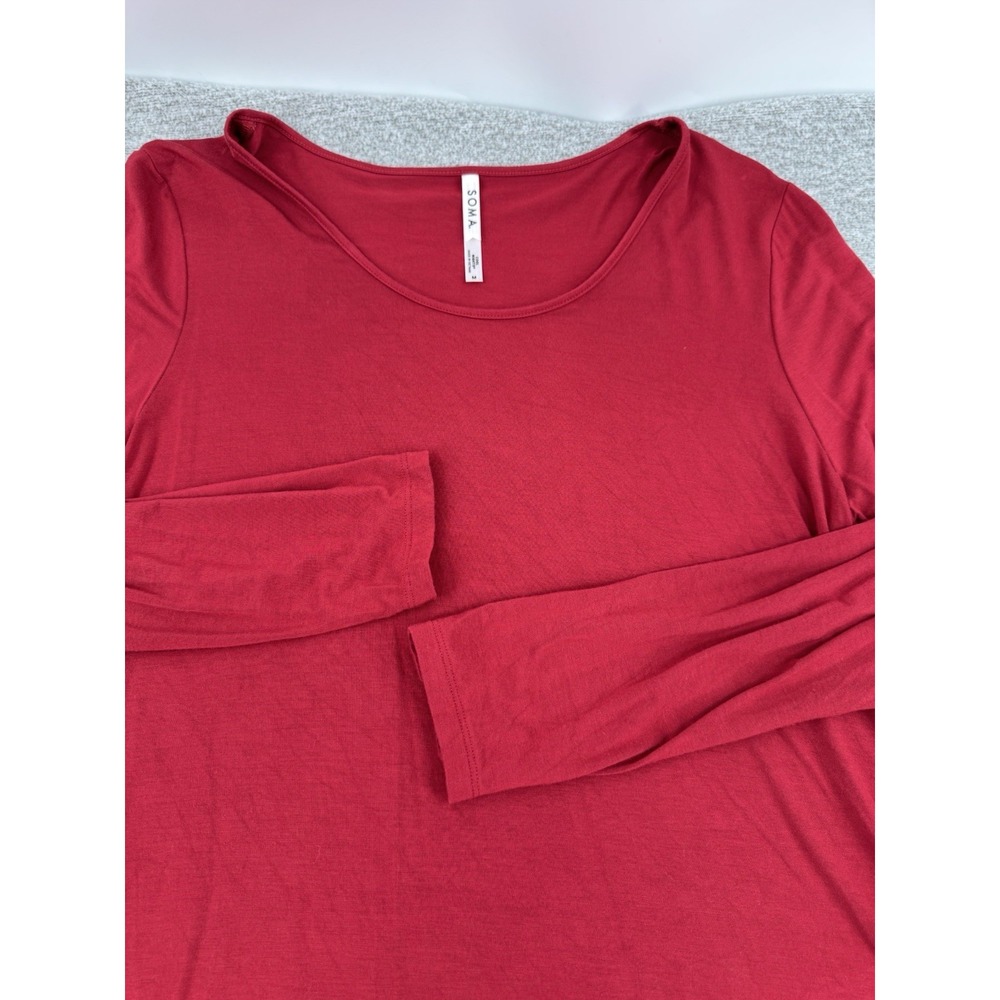 Soma Cool Nights Sleep Tee Shirt Size Medium Wine Red Long Sleeve T-shirt